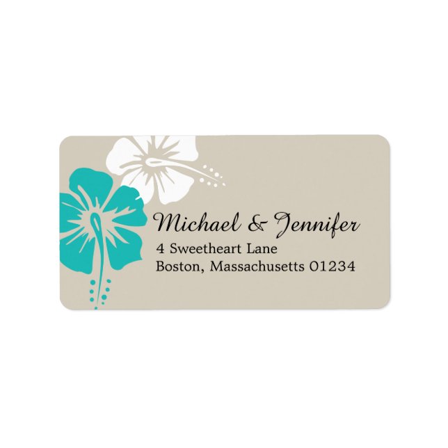 Étiquette Fleurs d'Hibiscus tropicaux (Devant)