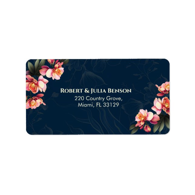 Étiquette Fleurs d'orchidées roses | MARIAGE | Adresse de re (Devant)