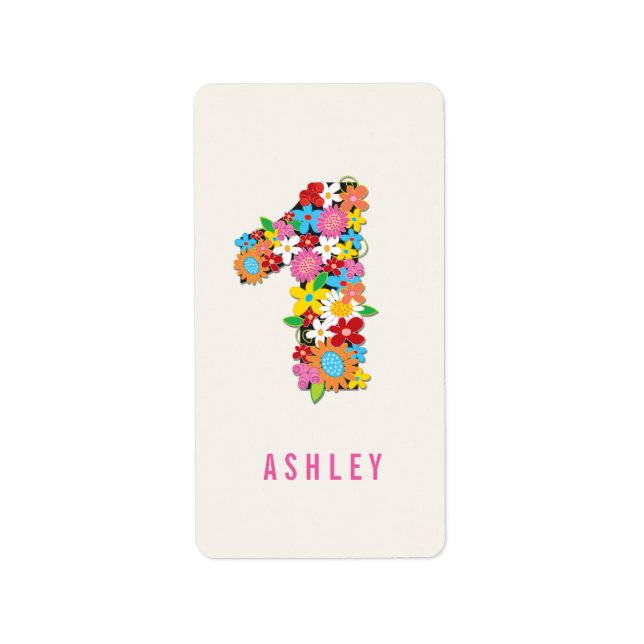 Étiquette Fleurs du printemps Une fille 1er fête d'anniversa (Devant)