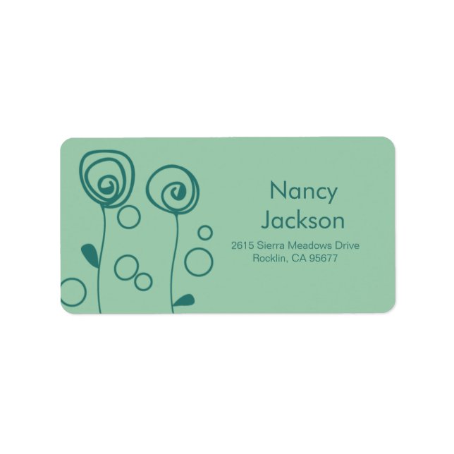 Étiquette Fleurs élégantes - Aqua Green (Devant)