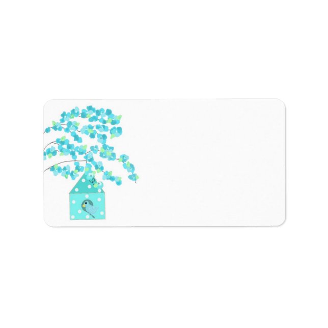 Étiquette Fleurs et maison d'oiseaux (Devant)