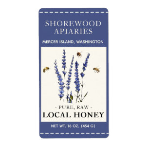 Étiquette Fleurs et miel d'abeilles Bordure en pointillé Éti