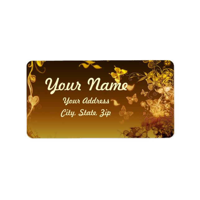 Étiquette Fleurs et papillons (Devant)