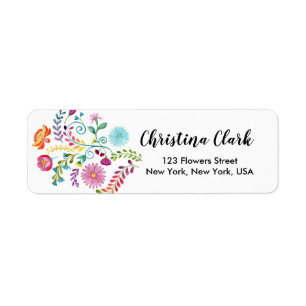 Étiquette Fleurs Florales Mexicaines Cute Personnalisée Pers