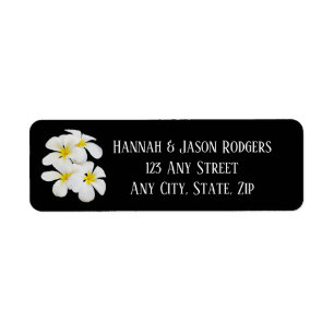 Étiquette Fleurs Frangipani Blanches, Tropical, Mariage Flor