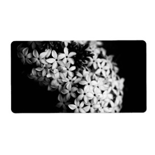 Étiquette fleurs noires et blanches