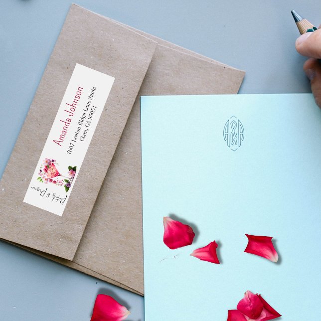 Étiquette Fleurs & Prosecco Rose Floral Fête de Mariage  (Créateur téléchargé)