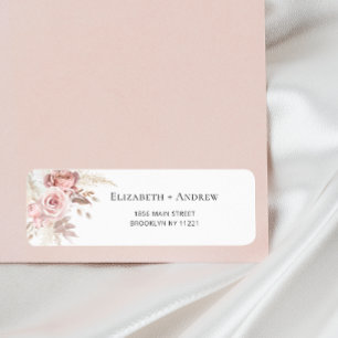 Étiquette Fleurs Rose Poussiéreux Rose Saumon Adresse de l'E