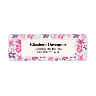 Étiquette Fleurs roses mignonnes Motif Whimsical