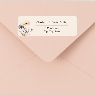 Étiquette Fleurs sauvages adresse de retour ivoire violet