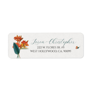 Étiquette Fleurs tropicales fantaisie Script Calligraphie