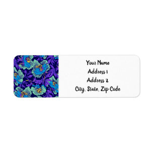 Étiquette Fleurs violettes et bleues William Morris