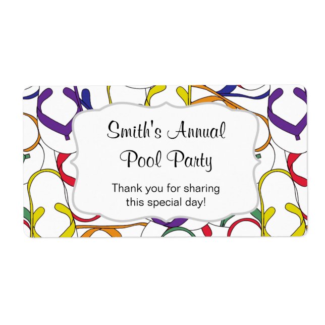 Étiquette Flipflops Water Bottle en faveur - customisez-le ! (Devant)