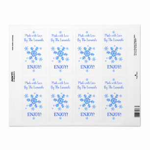 Étiquette Flocon de neige CRÉÉ AVEC AMOUR Personnaliser NOM