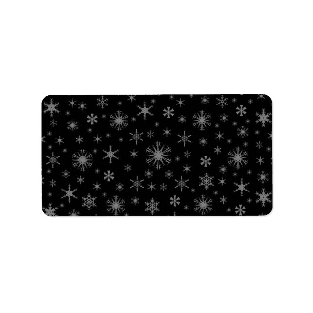 Étiquette Flocon de neige - Gris sur noir (Devant)