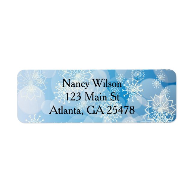 Étiquette Flocons de neige de Noël bleus (Devant)