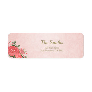 Étiquette Floral Adresse de retour Label Rose Gold Girl Baby