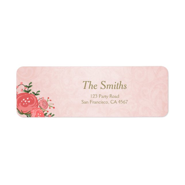Étiquette Floral Adresse de retour Label Rose Gold Girl Baby (Devant)