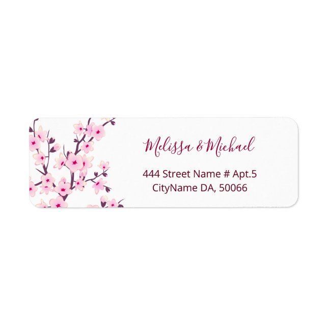 Étiquette Floral Cherry Blossoms Pink White |  Wedding (Devant)