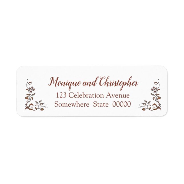 Étiquette Floral cuivre or Mariage Bourgogne (Devant)