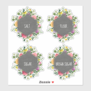 Étiquette floral de boîte métallique de cuisine