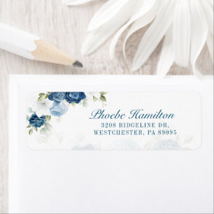 Étiquette Floral Dusty Blue Green Adresse de retour