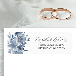 Étiquette Floral Dusty Blue Wedding Return Address