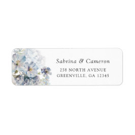 Étiquette Floral Elegant Dusty Blue Adresse de retour Label