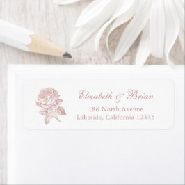 Étiquette Floral Elegant Français Roses Blush Mariage Adress
