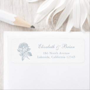 Étiquette Floral Elegant Rose Blue Mariage Adresse