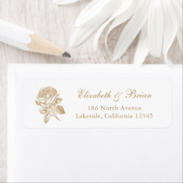 Étiquette Floral Elegant Rose Gold Mariage Adresse