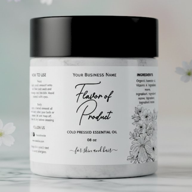 Étiquette Floral Essential Oil BotÉtiquette (Créateur téléchargé)