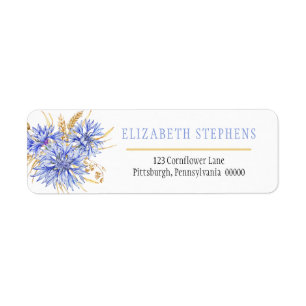 Étiquette Floral Fleur sauvage bleu Cornflower