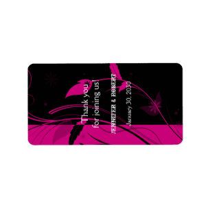 Étiquette floral fuchsia et noir de baume à lèv