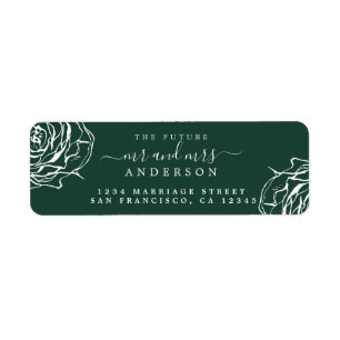 Étiquette Floral Future M. Mme Dark Green Retour Adresse