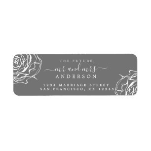 Étiquette Floral Future M. Mme Gray Mariage Retour Adresse