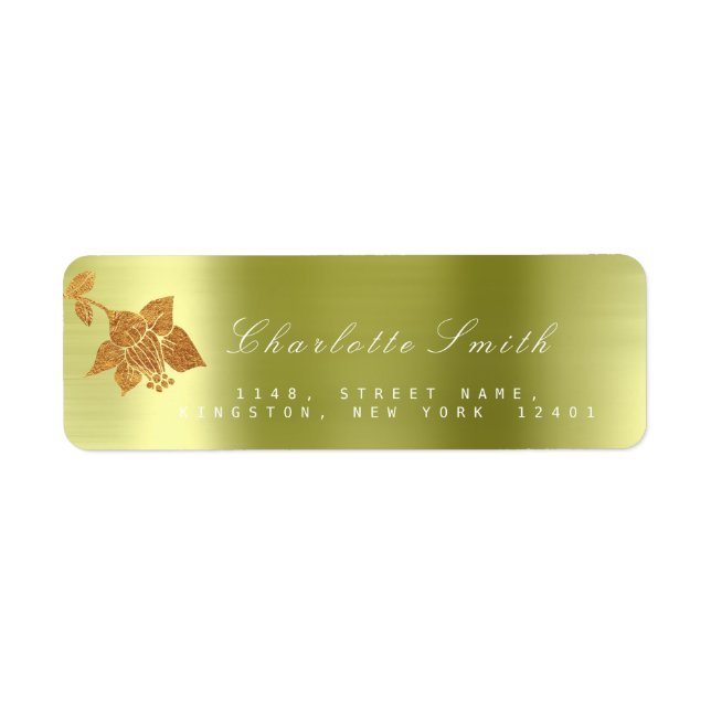 Étiquette Floral Gold Foil Mint Mint Green RSVP (Devant)