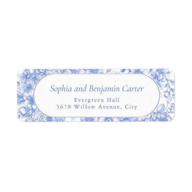 Étiquette Floral Mariage victorien Quelque chose de bleu (Devant)