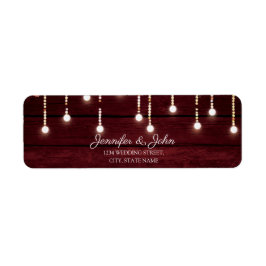 Étiquette Floral Maroon Wooden Rustic Mariage Adresse de ret