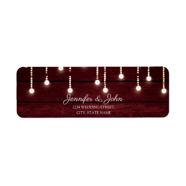 Étiquette Floral Maroon Wooden Rustic Mariage Adresse de ret (Devant)