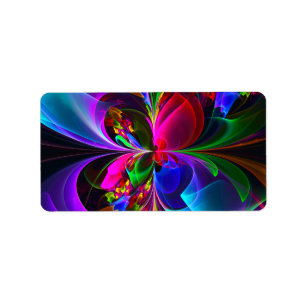 Étiquette Floral moderne Art Abstrait Rouge Bleu Motif #12