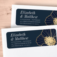Floral moderne en or intégré | Adresse de retour