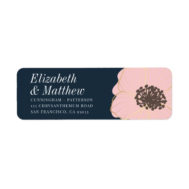Étiquette Floral moderne en or intégré | Adresse de retour (Devant)