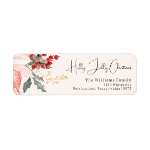 Étiquette Floral moderne Holly Jolly Christmas Adresse de re