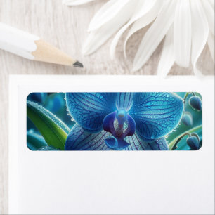 Étiquette Floral orchidée bleue
