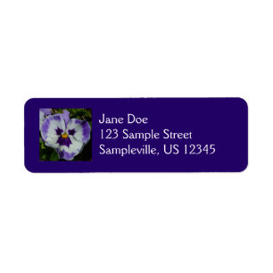 Étiquette Floral Purple and White Pansies