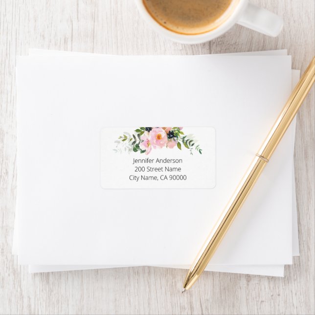 Étiquette Floral rose et bleu (En situation)