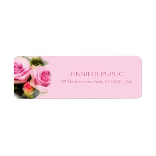 Étiquette Floral Rose Roses Bouquet Fleurs Retour Adresse