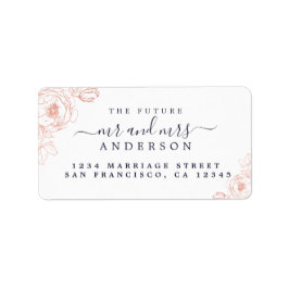 Étiquette Floral Script Future M. Mme Mariage Retour Adresse