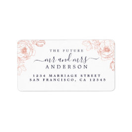 Étiquette Floral Script Future M. Mme Mariage Retour Adresse